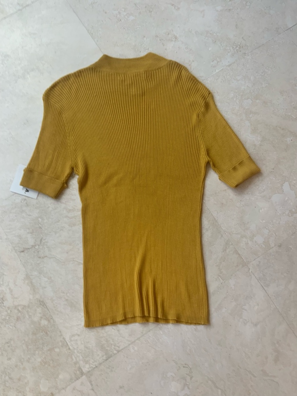 Classic Joseph  A. Mustard Ribbed Mock Neck Sweater SZ XLG NWT - Picture 6 of 7